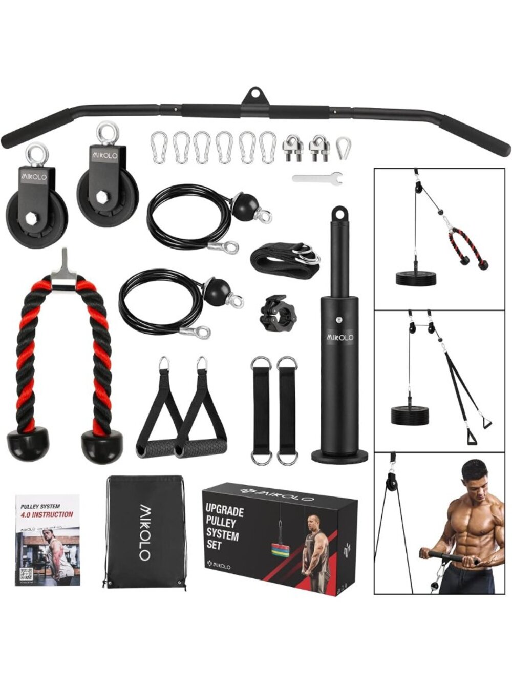 Adjustable Weight Lift Pulley System - LAT Pulley Attachments for Full Body Home